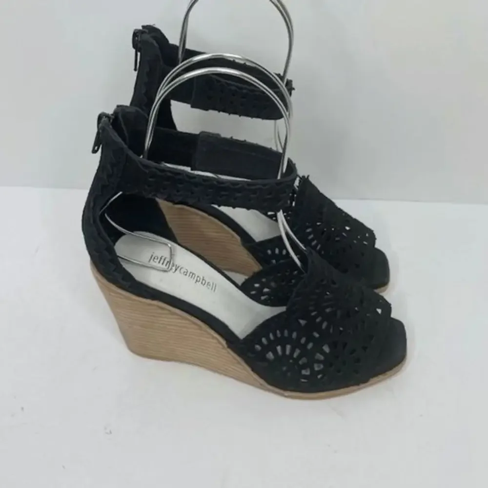 Jeffrey Campbell Velvet Black Wedges‎